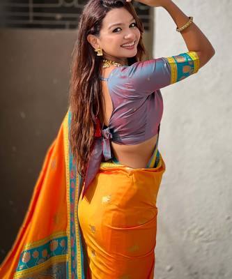 Soft silk pichwai traditional zari woven saree 2