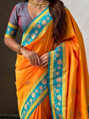 Soft silk pichwai traditional zari woven saree 4