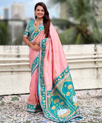 Soft silk pichwai traditional zari woven saree 1