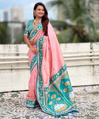Soft silk pichwai traditional zari woven saree 2