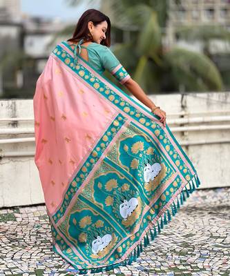 Soft silk pichwai traditional zari woven saree 3