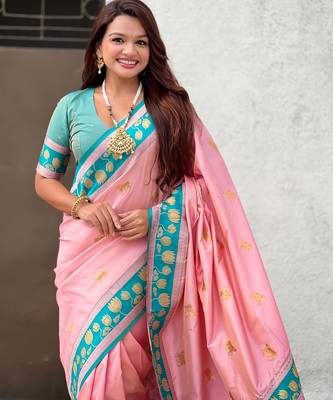 Soft silk pichwai traditional zari woven saree 4
