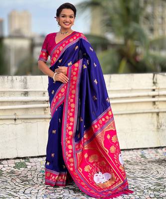 Soft silk pichwai traditional zari woven saree 1
