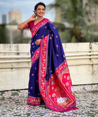 Soft silk pichwai traditional zari woven saree 2