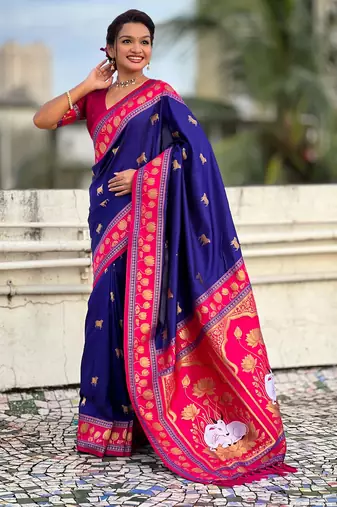 Soft silk pichwai traditional zari woven saree