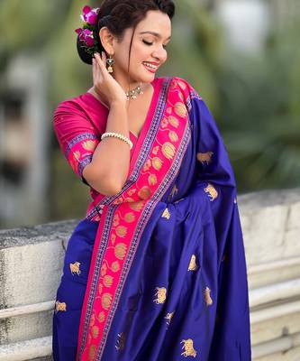 Soft silk pichwai traditional zari woven saree 3