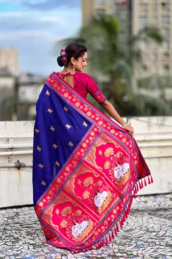 Soft silk pichwai traditional zari woven saree