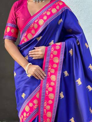 Soft silk pichwai traditional zari woven saree 5
