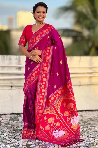 Soft silk pichwai traditional zari woven saree