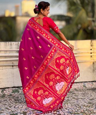 Soft silk pichwai traditional zari woven saree 2