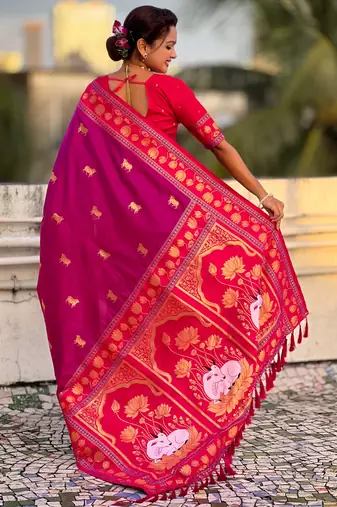 Soft silk pichwai traditional zari woven saree