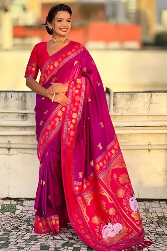 Soft silk pichwai traditional zari woven saree