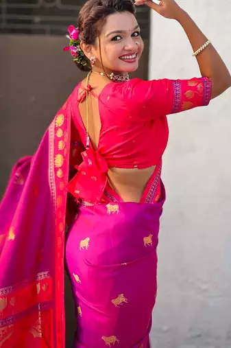 Soft silk pichwai traditional zari woven saree
