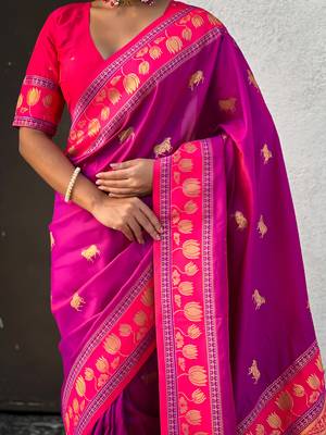 Soft silk pichwai traditional zari woven saree 5