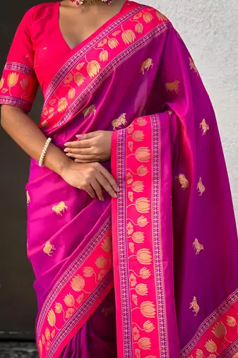 Soft silk pichwai traditional zari woven saree
