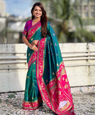 Soft silk pichwai traditional zari woven saree 1