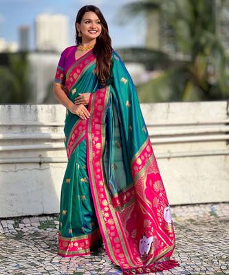 Soft silk pichwai traditional zari woven saree 2