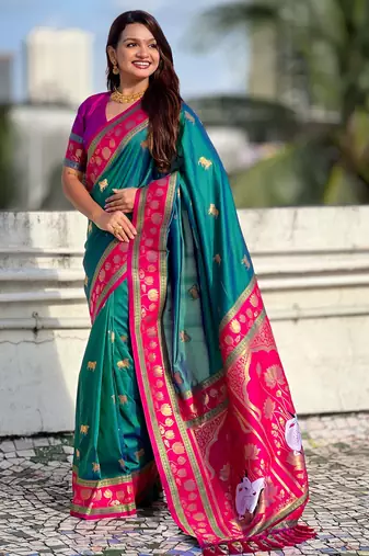Soft silk pichwai traditional zari woven saree