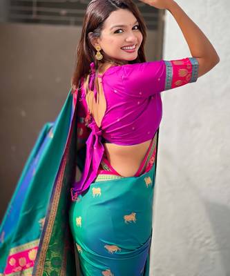 Soft silk pichwai traditional zari woven saree 3