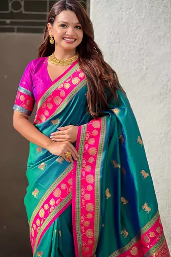 Soft silk pichwai traditional zari woven saree