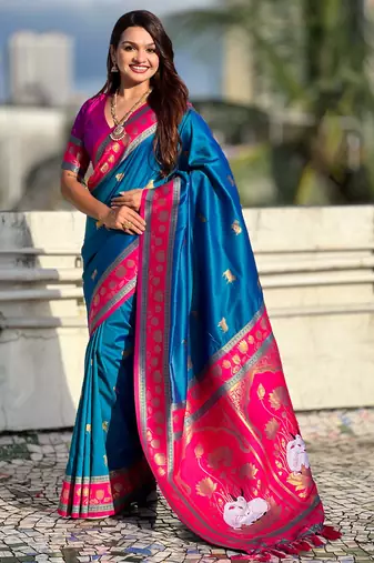 Soft silk pichwai traditional zari woven saree