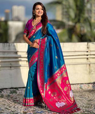 Soft silk pichwai traditional zari woven saree 2