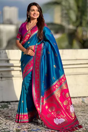 Soft silk pichwai traditional zari woven saree