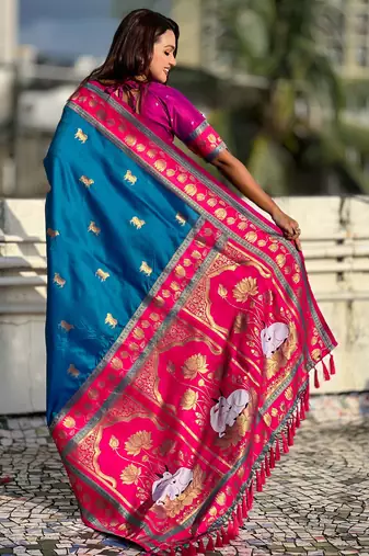 Soft silk pichwai traditional zari woven saree