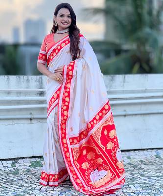 Soft silk pichwai traditional zari woven saree 1
