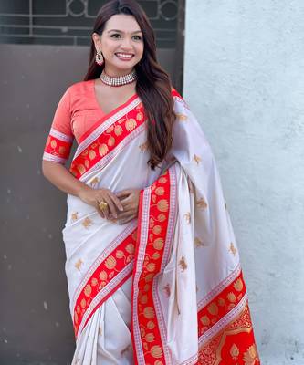 Soft silk pichwai traditional zari woven saree 3