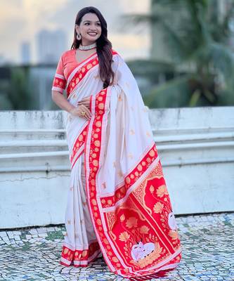Soft silk pichwai traditional zari woven saree 5