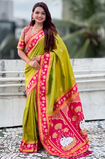 Soft silk pichwai traditional zari woven saree