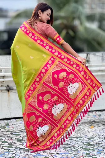 Soft silk pichwai traditional zari woven saree
