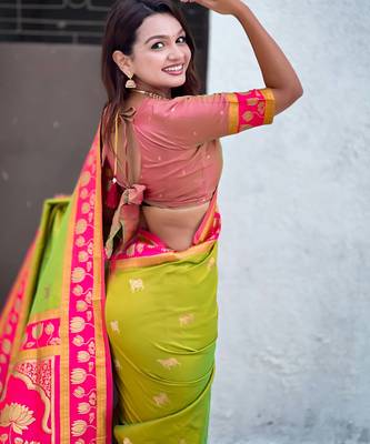 Soft silk pichwai traditional zari woven saree 3