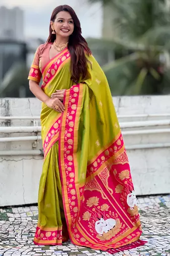 Soft silk pichwai traditional zari woven saree