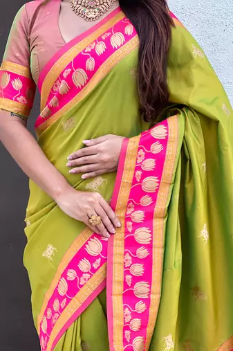 Soft silk pichwai traditional zari woven saree
