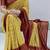 mustard color  printed with foil work and contrast border  soft tussar silk saree with unstitched blouse