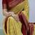 mustard color  printed with foil work and contrast border  soft tussar silk saree with unstitched blouse