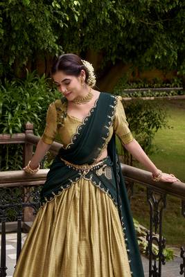 Traditional Poly Cotton Lehenga Choli with Rich Zari Weaving 3