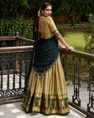 Traditional Poly Cotton Lehenga Choli with Rich Zari Weaving 4