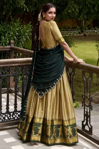 Traditional Poly Cotton Lehenga Choli with Rich Zari Weaving