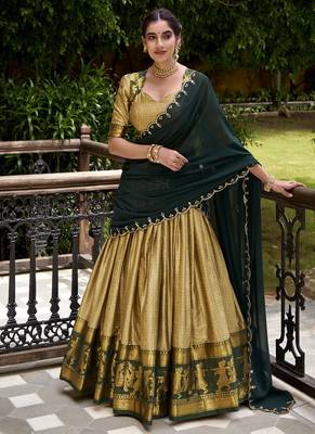 Traditional Poly Cotton Lehenga Choli with Rich Zari Weaving 5