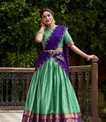 Traditional Poly Cotton Lehenga Choli with Rich Zari Weaving