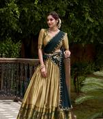 Traditional Poly Cotton Lehenga Choli with Rich Zari Weaving
