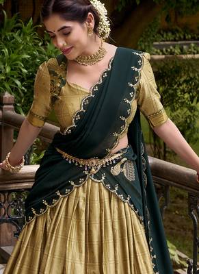 Traditional Poly Cotton Lehenga Choli with Rich Zari Weaving 3