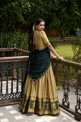 Traditional Poly Cotton Lehenga Choli with Rich Zari Weaving 4