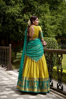 Traditional Poly Cotton Lehenga Choli with Rich Zari Weaving 4