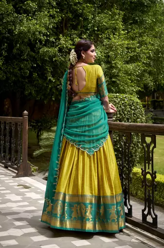 Traditional Poly Cotton Lehenga Choli with Rich Zari Weaving