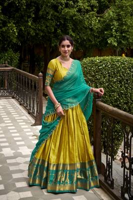 Traditional Poly Cotton Lehenga Choli with Rich Zari Weaving 5