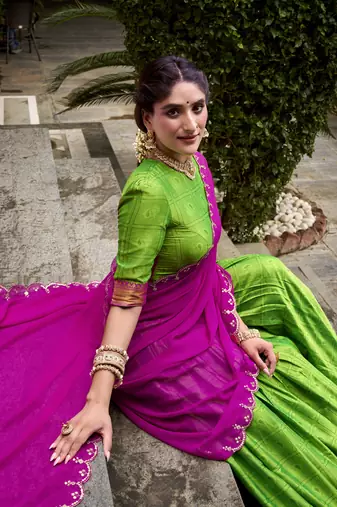 Traditional Poly Cotton Lehenga Choli with Rich Zari Weaving